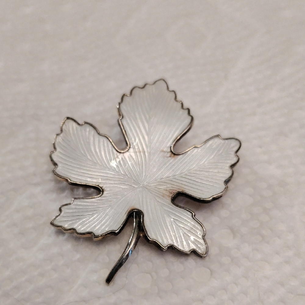 Elegant White Leaf Brooch